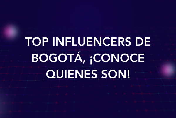 Titular de Top Influencers de Bogotá, ¡Conoce quienes son! con fondo morado y texto