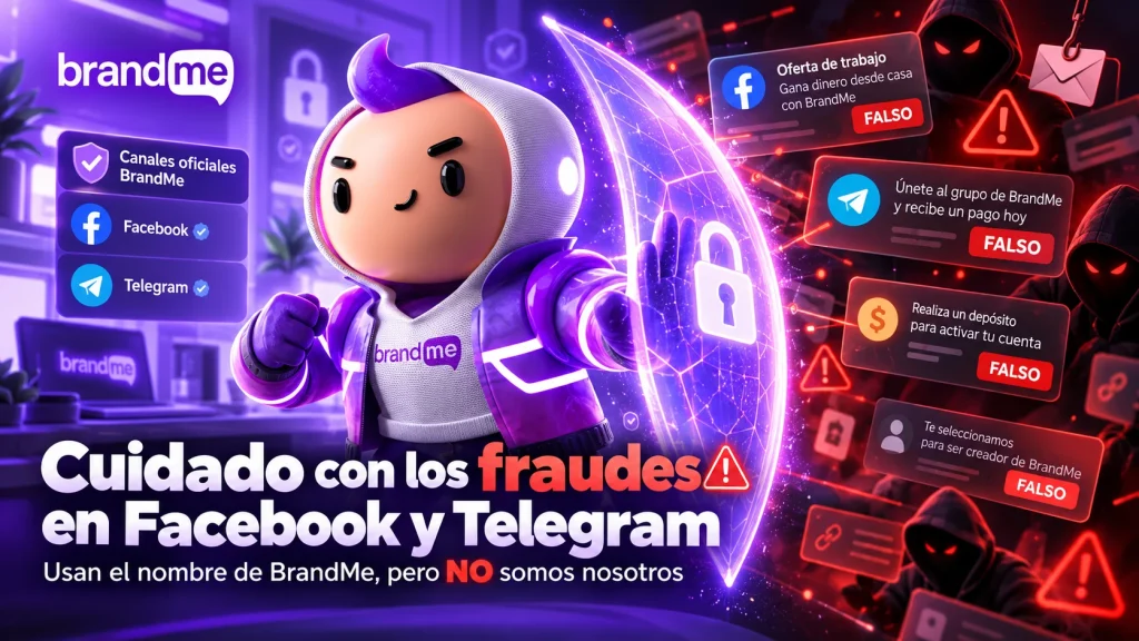 Protección contra fraudes digitales BrandMe Telegram Facebook